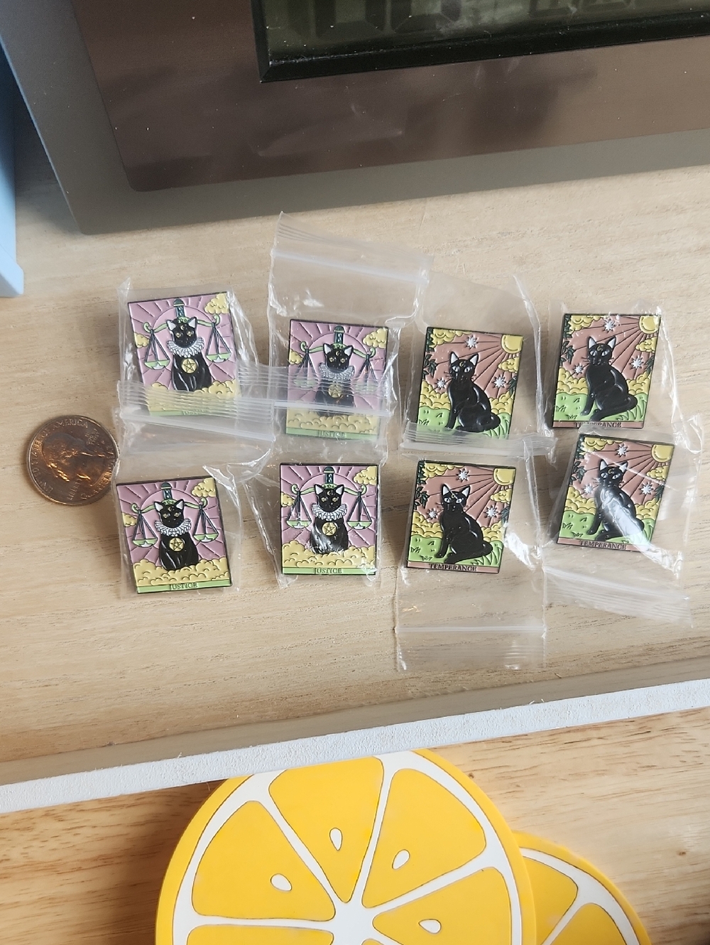 Tarot Cats Temperance & Justice Set Of 8 Enamel Pins
